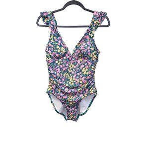 Kona Sol Womens Floral One-Piece Swimsuit M 8-10 3921